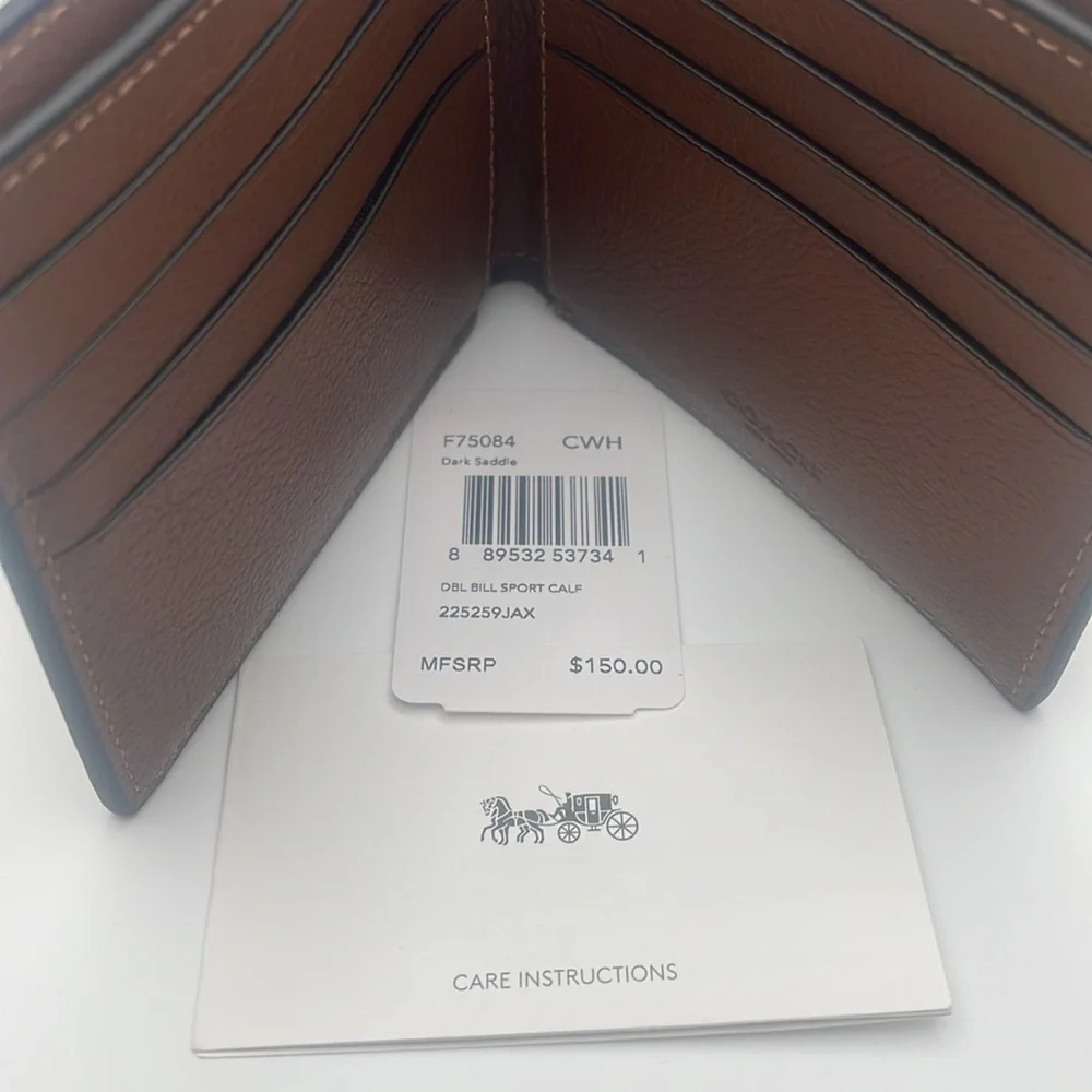 NWT Coach Leather Wallet DBL bill sport calf